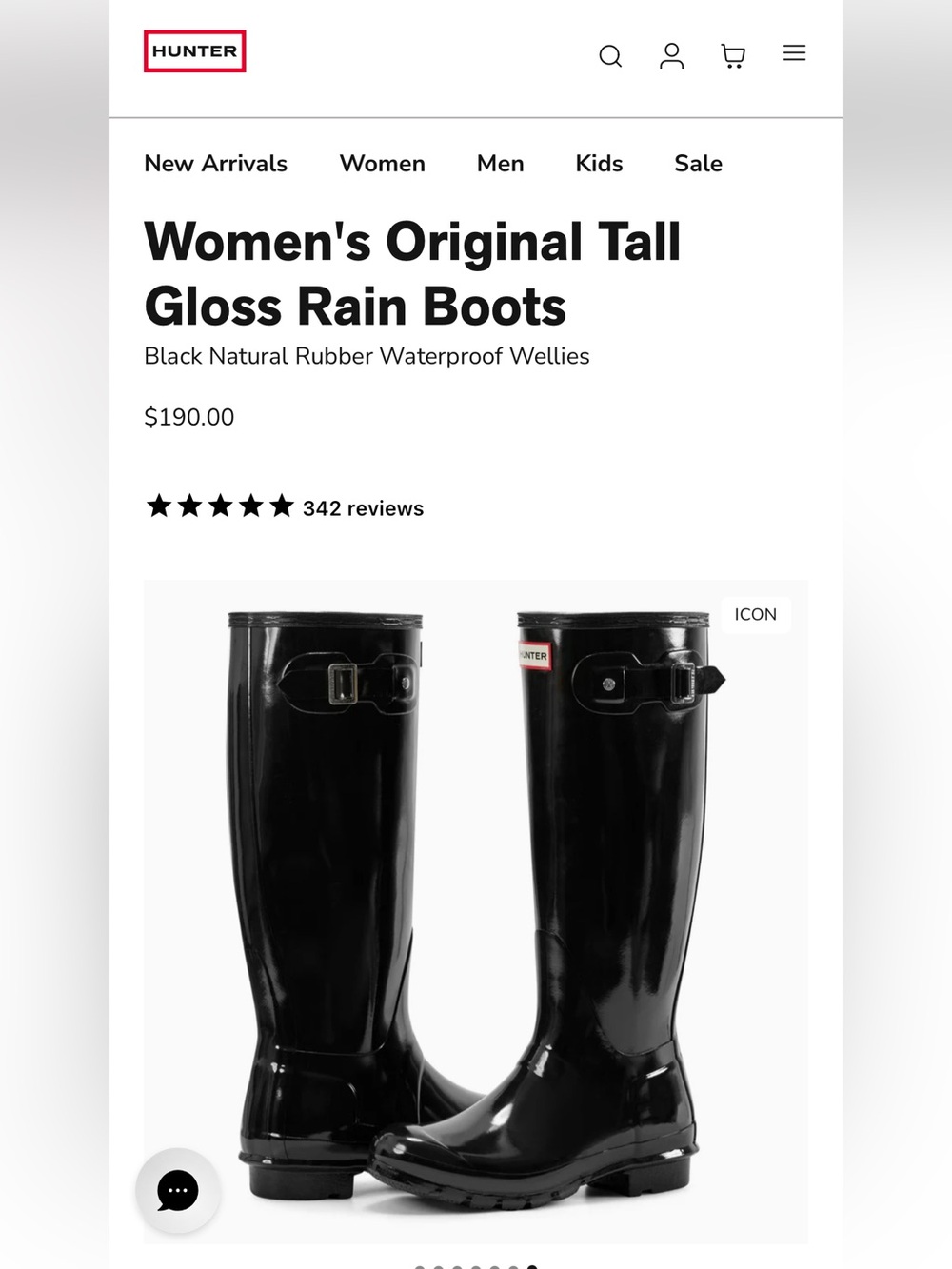 Hunter Women's Original Tall Gloss Rain Boots - Black- size 9